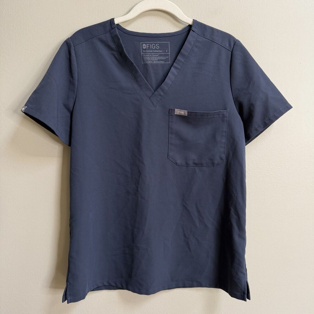 FIGS Night Sky Blue Grey Catarina One-Pocket Scrub Top Size Small - Picture 5 of 13